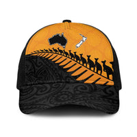 Australia New Zealand Rugby Baseball Net Cap Gold Aboriginal Wallabies and Maori Black Fern LT9 One Size Black Gold - Polynesian Pride