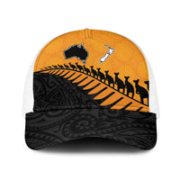Australia New Zealand Rugby Baseball Net Cap Gold Aboriginal Wallabies and Maori Black Fern LT9 One Size White Gold - Polynesian Pride