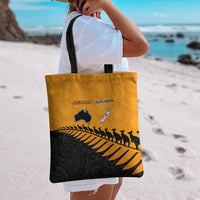 Australia New Zealand Rugby Tote Bag Gold Aboriginal Wallabies and Maori Black Fern - Polynesian Pride