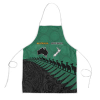 Australia New Zealand Rugby Apron Green Aboriginal Wallabies and Maori Black Fern - Polynesian Pride