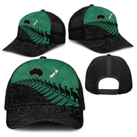 Australia New Zealand Rugby Baseball Net Cap Green Aboriginal Wallabies and Maori Black Fern LT9 - Polynesian Pride