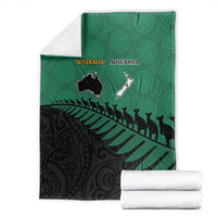 Australia New Zealand Rugby Blanket Green Aboriginal Wallabies and Maori Black Fern - Polynesian Pride