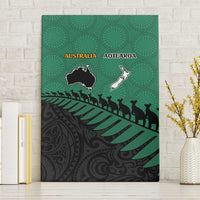 Australia New Zealand Rugby Canvas Wall Art Green Aboriginal Wallabies and Maori Black Fern LT9 Without Frame Green - Polynesian Pride
