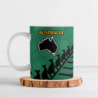 Australia New Zealand Rugby Ceramic Mug Green Aboriginal Wallabies and Maori Black Fern - Polynesian Pride