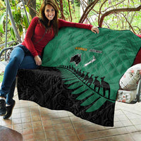 Australia New Zealand Rugby Quilt Green Aboriginal Wallabies and Maori Black Fern - Polynesian Pride
