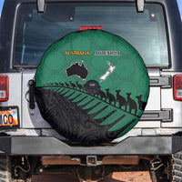 Australia New Zealand Rugby Spare Tire Cover Green Aboriginal Wallabies and Maori Black Fern - Polynesian Pride