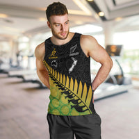 Australia Wallabies and Aotearoa Rugby Men Tank Top Kangaroo Black Fern Maori Gradient Vibe LT9 - Polynesian Pride