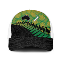 Australia New Zealand Rugby Baseball Net Cap Gradient Aboriginal Wallabies and Maori Black Fern - Polynesian Pride