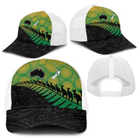 Australia New Zealand Rugby Baseball Net Cap Gradient Aboriginal Wallabies and Maori Black Fern - Polynesian Pride
