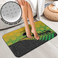 Australia New Zealand Rugby Bathroom Set Gradient Aboriginal Wallabies and Maori Black Fern - Polynesian Pride