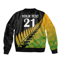 Custom Australia Wallabies and Aotearoa Rugby Bomber Jacket Kangaroo Black Fern Maori Gradient Vibe LT9 - Polynesian Pride