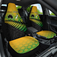 Australia New Zealand Rugby Car Seat Cover Gradient Aboriginal Wallabies and Maori Black Fern LT9 One Size Gradient - Polynesian Pride