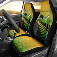 Australia New Zealand Rugby Car Seat Cover Gradient Aboriginal Wallabies and Maori Black Fern LT9 - Polynesian Pride