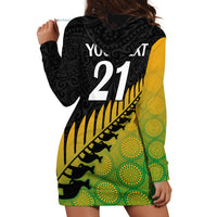 Custom Australia Wallabies and Aotearoa Rugby Hoodie Dress Kangaroo Black Fern Maori Gradient Vibe LT9 - Polynesian Pride