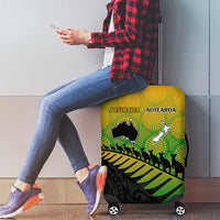 Australia New Zealand Rugby Luggage Cover Gradient Aboriginal Wallabies and Maori Black Fern - Polynesian Pride