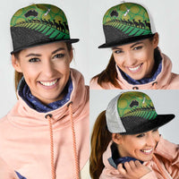 Australia New Zealand Rugby Mesh Trucker Cap Gradient Aboriginal Wallabies and Maori Black Fern - Polynesian Pride