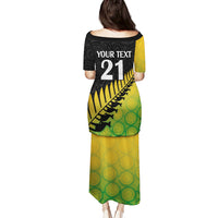 Custom Australia Wallabies and Aotearoa Rugby Puletasi Kangaroo Black Fern Maori Gradient Vibe LT9 - Polynesian Pride