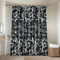 Black Hawaiian Tapa Tribal Hibiscus Bathroom Set