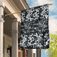 Black Hawaiian Tapa Tribal Hibiscus Garden Flag