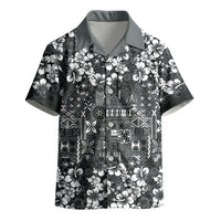 Black Hawaiian Tapa Tribal Hibiscus Kid Hawaiian Shirt