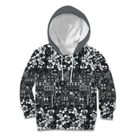 Black Hawaiian Tapa Tribal Hibiscus Kid Hoodie