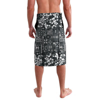 Black Hawaiian Tapa Tribal Hibiscus Lavalava