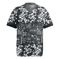Black Hawaiian Tapa Tribal Hibiscus Rugby Jersey