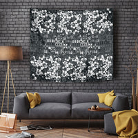 Black Hawaiian Tapa Tribal Hibiscus Tapestry