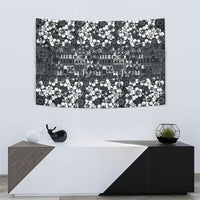 Black Hawaiian Tapa Tribal Hibiscus Tapestry