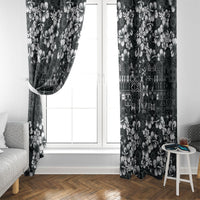 Black Hawaiian Tapa Tribal Hibiscus Window Curtain