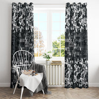 Black Hawaiian Tapa Tribal Hibiscus Window Curtain