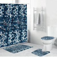 Blue Hawaiian Tapa Tribal Hibiscus Bathroom Set