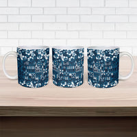 Blue Hawaiian Tapa Tribal Hibiscus Ceramic Mug