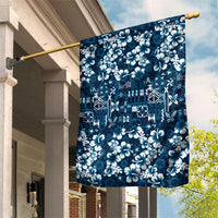 Blue Hawaiian Tapa Tribal Hibiscus Garden Flag
