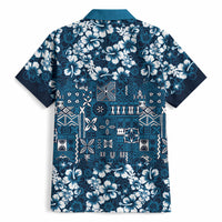 Blue Hawaiian Tapa Tribal Hibiscus Hawaiian Shirt