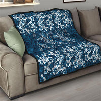 Blue Hawaiian Tapa Tribal Hibiscus Quilt