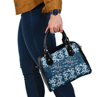 Blue Hawaiian Tapa Tribal Hibiscus Shoulder Handbag