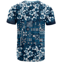 Blue Hawaiian Tapa Tribal Hibiscus T Shirt