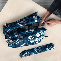 Blue Hawaiian Tapa Tribal Hibiscus Umbrella