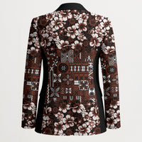 Burgundy Hawaiian Tapa Tribal Hibiscus Blazer