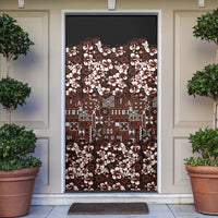 Burgundy Hawaiian Tapa Tribal Hibiscus Door Cover