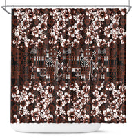 Burgundy Hawaiian Tapa Tribal Hibiscus Shower Curtain