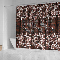 Burgundy Hawaiian Tapa Tribal Hibiscus Shower Curtain