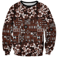 Burgundy Hawaiian Tapa Tribal Hibiscus Sweatshirt