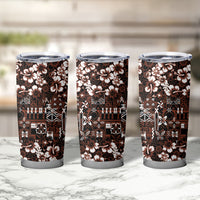 Burgundy Hawaiian Tapa Tribal Hibiscus Tumbler Cup