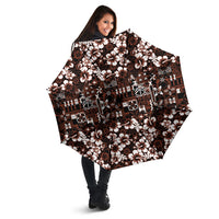 Burgundy Hawaiian Tapa Tribal Hibiscus Umbrella