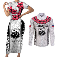 Custom Samoa Rugby Couples Matching Short Sleeve Bodycon Dress and Long Sleeve Button Shirts Go Champions World Cup 2023 Polynesian Unique LT9 White - Polynesian Pride