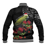 Meri Kirihimete Kakapo Baseball Jacket Black Silver Fern Christmas Vibe LT9 - Polynesian Pride