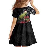 Meri Kirihimete Kakapo Family Matching Long Sleeve Bodycon Dress and Hawaiian Shirt Black Silver Fern Christmas Vibe LT9 - Polynesian Pride