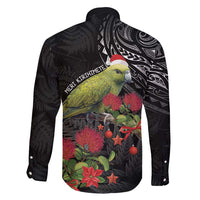 Meri Kirihimete Kakapo Family Matching Off Shoulder Maxi Dress and Hawaiian Shirt Black Silver Fern Christmas Vibe LT9 - Polynesian Pride